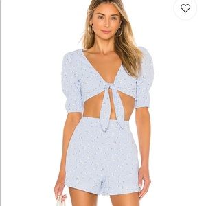 Majorelle Devonshire Top in Baby Blue Ditsy